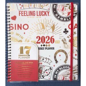 17 Month Planner CASINO LUCKY Aug 2025 - Dec 2026 Weekly Planning Note Page Gift